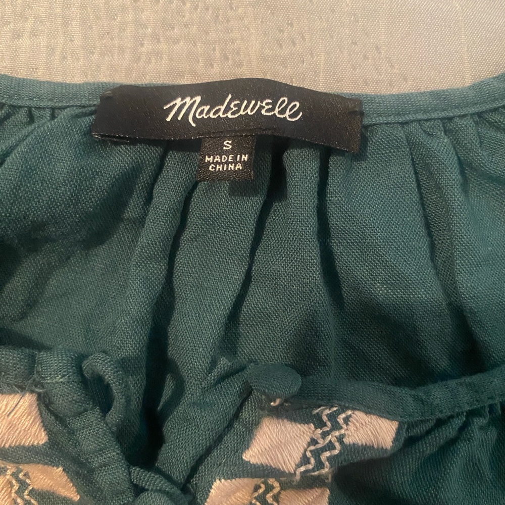 Madewell Deep Teal Top with Embroidery
